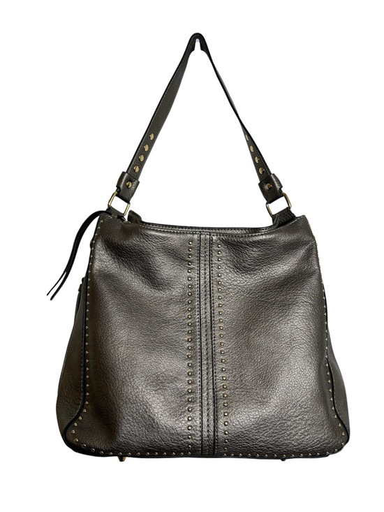 Montana West Handbags - Montana West Studded Metallic Pewter Silver Hobo Shoulder Bag
